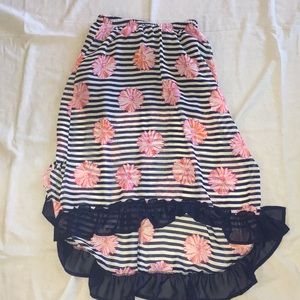 Girls striped and floral skirt high low skirt